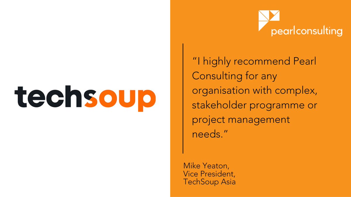 We were delighted to receive this testimonial from Mike Yeaton, Vice President, <a href="/TechSoup/">TechSoup</a> Asia:

“I highly recommend Pearl Consulting for any organisation with complex, stakeholder programme or project management needs”
 
FFI: pearlconsult.com

#PearlImpact #AsiaPacific