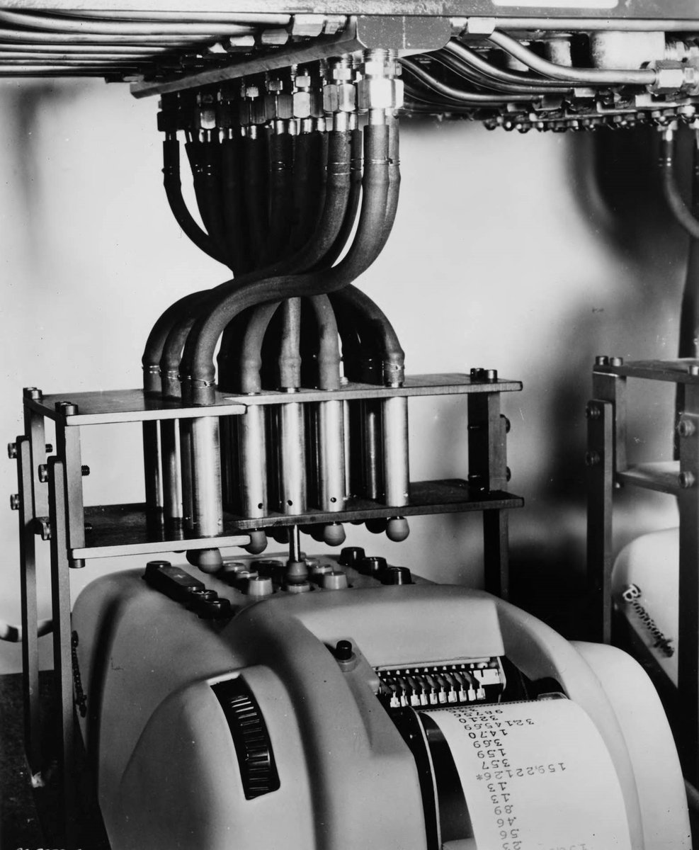 JustCodeCulture's tweet photo. CBI Image o' Day. Automating Quality Control in 1954 at Burroughs. Automatic testing of ten key printer adding machines w/ the "Mechanized Commercial Inspector." #automation #quality #Burroughs #addingmachines #mechanization #automatinginspection #automatingquality https://t.co/1FwchhWVx9