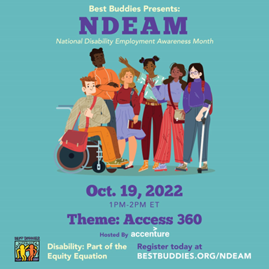 Please join us for this virtual panel discussion to be live streamed from 1-2 PM Eastern time on October 19. Indiana Jobs participant Cordell and his job coach Kim are part of the panel. 
Register today: bestbuddies.org/ndeam
#WorkplaceWednesdays #NDEAM