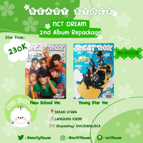 encityflower's tweet photo. ‼️HELP RT PLEASE ‼️

WTS NCT DREAM BEATBOX SEALED ALBUM ✨ Ready stock/onhand

Rp 230.000/pcs

📍BEKASI UTARA
❌NO POSTER
🖇LANGSUNG KIRIM
⚠️Shopeepay/ DANA/OVO/BCA https://t.co/Ap2OJsCMjm