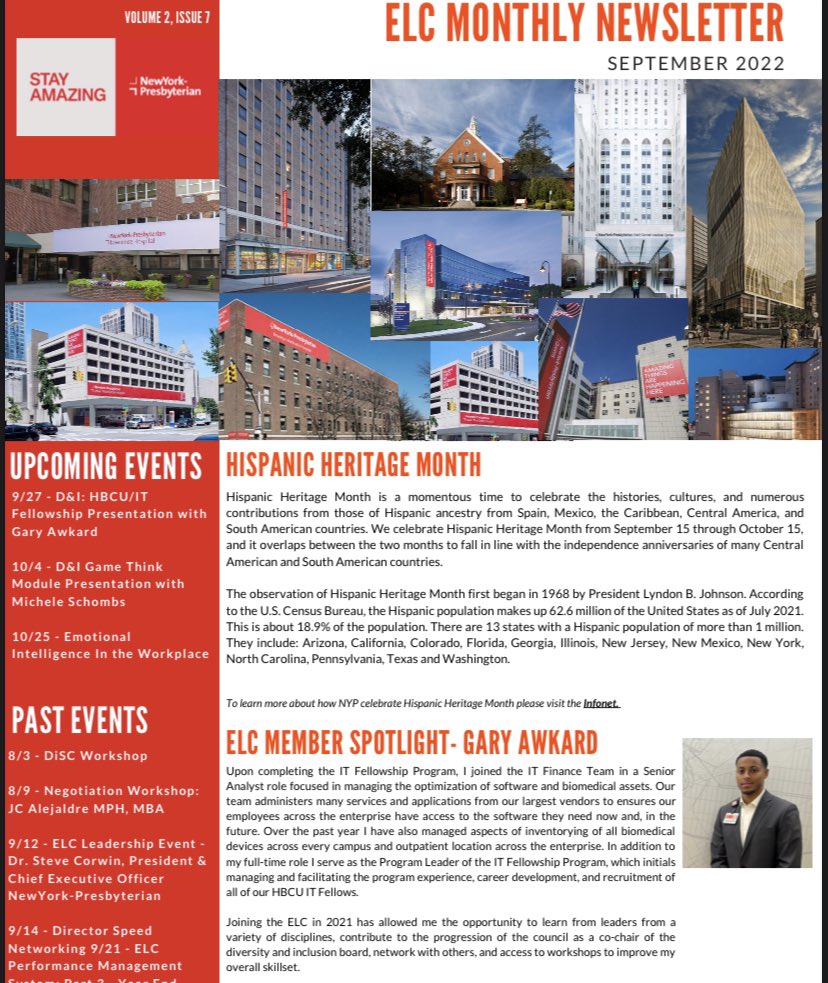 Thank you NYP Emerging Leadership Council for featuring me with the Member Spotlight in the September Newsletter!
#EmergingLeadersNYP