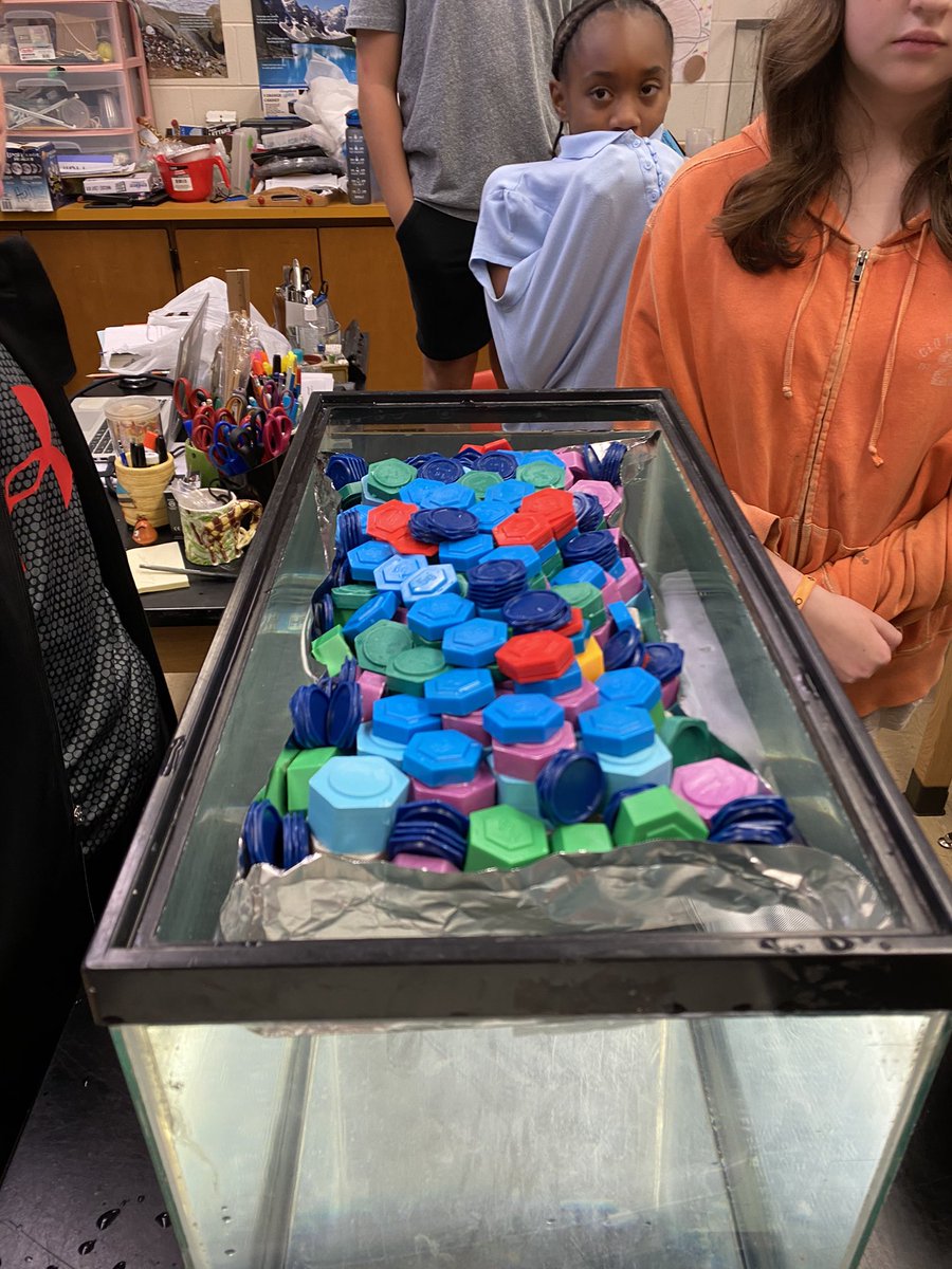 JerryHullTeach's tweet photo. Sixth grade engineers design and improve aluminum foil boats to hold maximum weight while they learn about mass, volume, density, displacement, and buoyancy to kick off our matter unit! So far the record exceeds 9 lbs on 1 and 1/2 ft of foil! @TaylorMSTigers @FCPS1Science https://t.co/8kPccd5aCR