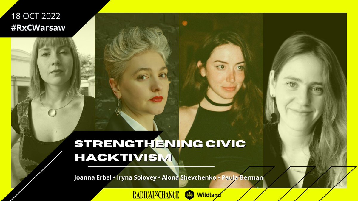 RadxChange's tweet image. 🔸Strengthening Civic Hacktivism🔸
The role of civic hacktivism &amp;amp; interplay between technology and social movements.
 
⏱️ 17:15 CEST
🎙️ @joerbel [#CoopTechHub, Fundacja Blisko]
🎙️ @ipasonline [Garage Gang Kollektiv]
🎙️ @cryptodrftng [@Ukraine_DAO ]
🎙️ @_paulaberman [RxC]
10/