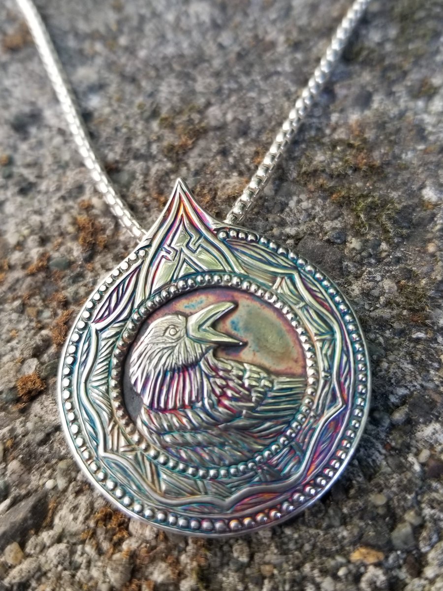 treemanifesto's tweet photo. Duke of Crows Hand Engraved Sterling Silver Pendant https://t.co/3kC4L6qYN5 #TESOctober #Elderscrollsonline #ESOFam #Silversmithing https://t.co/ZXXId6sCFM