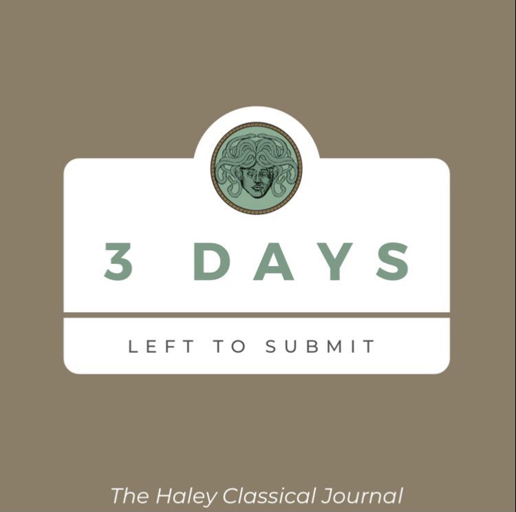 🚨🚨 3 DAYS LEFT!! ⏰⏰  to submit for our Winter issue! If you have any questions about submission feel free to reach out to haleyclassical@gmail.com Heres the link: docs.google.com/forms/d/e/1FAI… #Classics #ClassicsTober #POCClassics