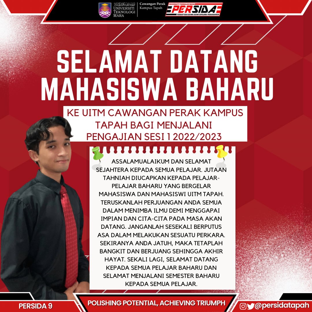 persidatapah's tweet photo. ⚜️Selamat Datang Mahasiswa Baharu⚜️

#PolishingPotentialAchievingTriumph https://t.co/CMt4AEIrPD