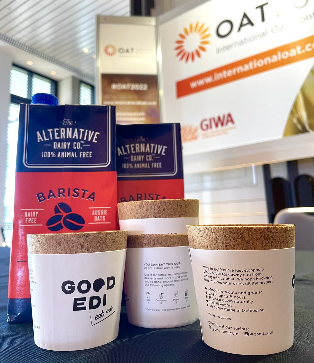 GrainIndustryWA's tweet photo. From now on, we’d like our oat milk latte in an eco-friendly, biodegradable &amp; edible oat cup, thank you! #OAT2022 #OATinnovations #ausoats #sunrippenedoats https://t.co/bJheySd4Un