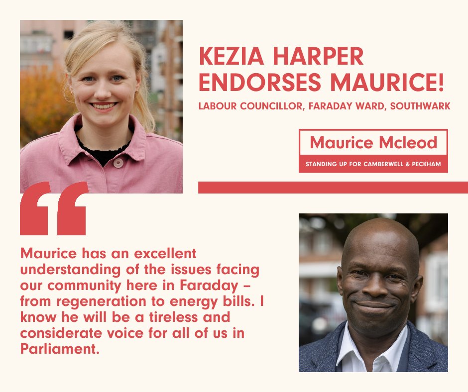 Maurice Mcleod (he/him) (@mowords) on Twitter photo Cllr <a href="/KeziaHarper/">Ke(t)zia Harper</a> is embedded in her community on the Aylesbury estate and is a real champion for her residents in Faraday ward! Grateful for her support. Cllr <a href="/KeziaHarper/">Ke(t)zia Harper</a> is embedded in her community on the Aylesbury estate and is a real champion for her residents in Faraday ward! Grateful for her support.