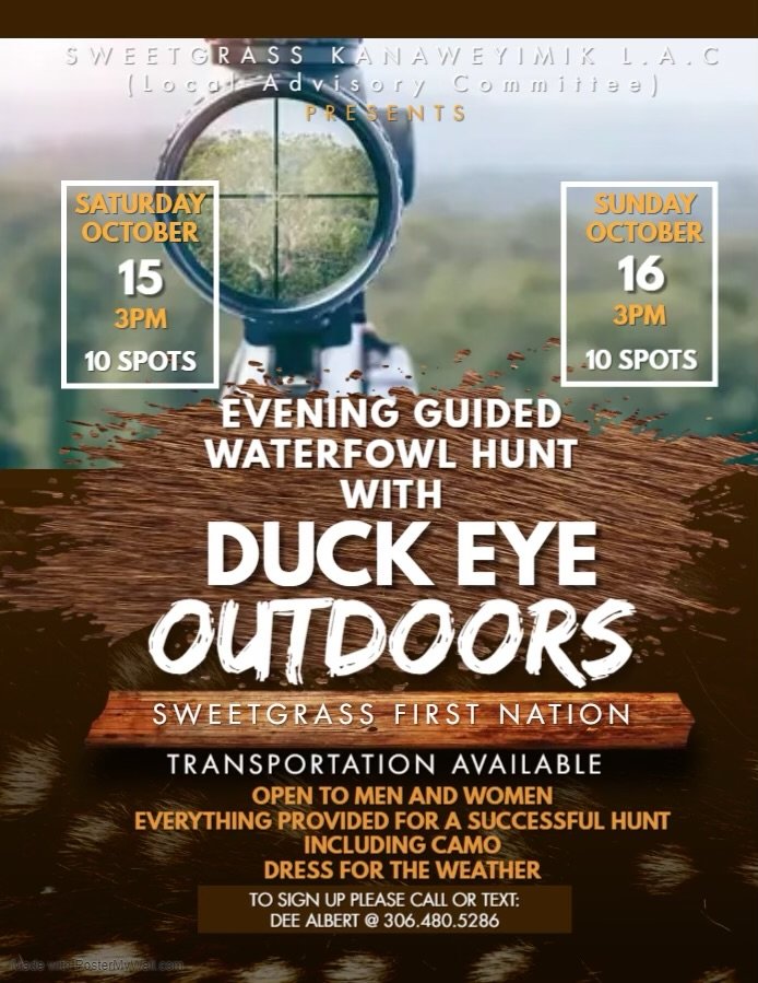 Thank you to Sweetgrass Kanaweyimik LAC for this opportunity!