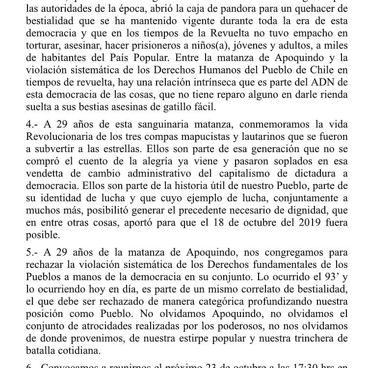 AGuacoldas's tweet photo. ¡¡¡ CON LA MATANZA DE APOQUINDO EN LA MEMORIA VIVA DEL PUEBLO: A LUCHAR POR LOS DERECHOS HUMANOS PARA LA VIDA PLENA DE MILLONES!!! https://t.co/WbcA5EFTpS