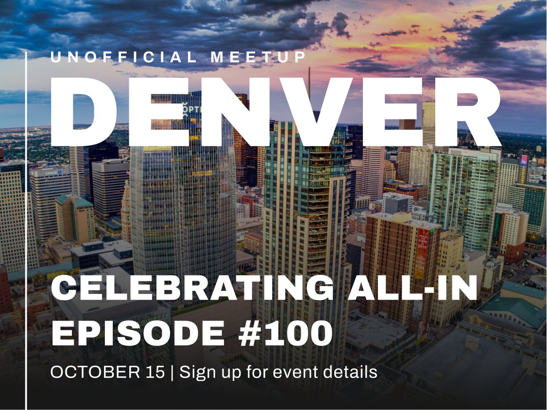 Gary Gaessler (@ggaessler) on Twitter photo Denver startup founders! Join us this Saturday 6pm to celebrate <a href="/Jason/">@jason</a>'s 100th <a href="/theallinpod/">The All-In Podcast</a>! Thx <a href="/dannynewman/">Danny Newman</a> for hosting us at My Brothers Bar! Sign up: allinmeetups.io Denver startup founders! Join us this Saturday 6pm to celebrate <a href="/Jason/">@jason</a>'s 100th <a href="/theallinpod/">The All-In Podcast</a>! Thx <a href="/dannynewman/">Danny Newman</a> for hosting us at My Brothers Bar! Sign up: allinmeetups.io