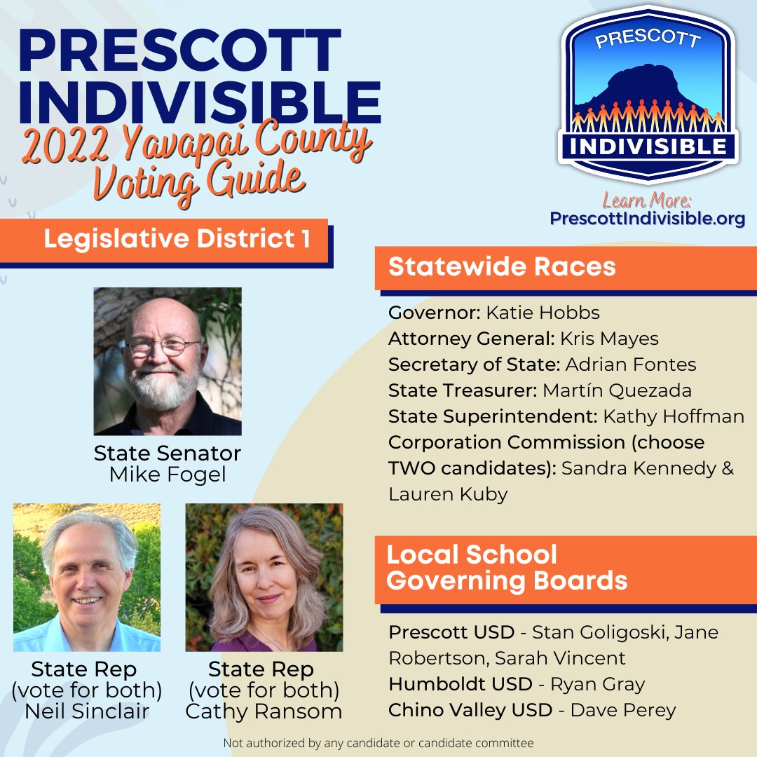 @IndivisibleofAZ @AZCEBVus It's time to #GOTV! Here is the ballot guide for #AZLD1 and #YavapaiCounty.