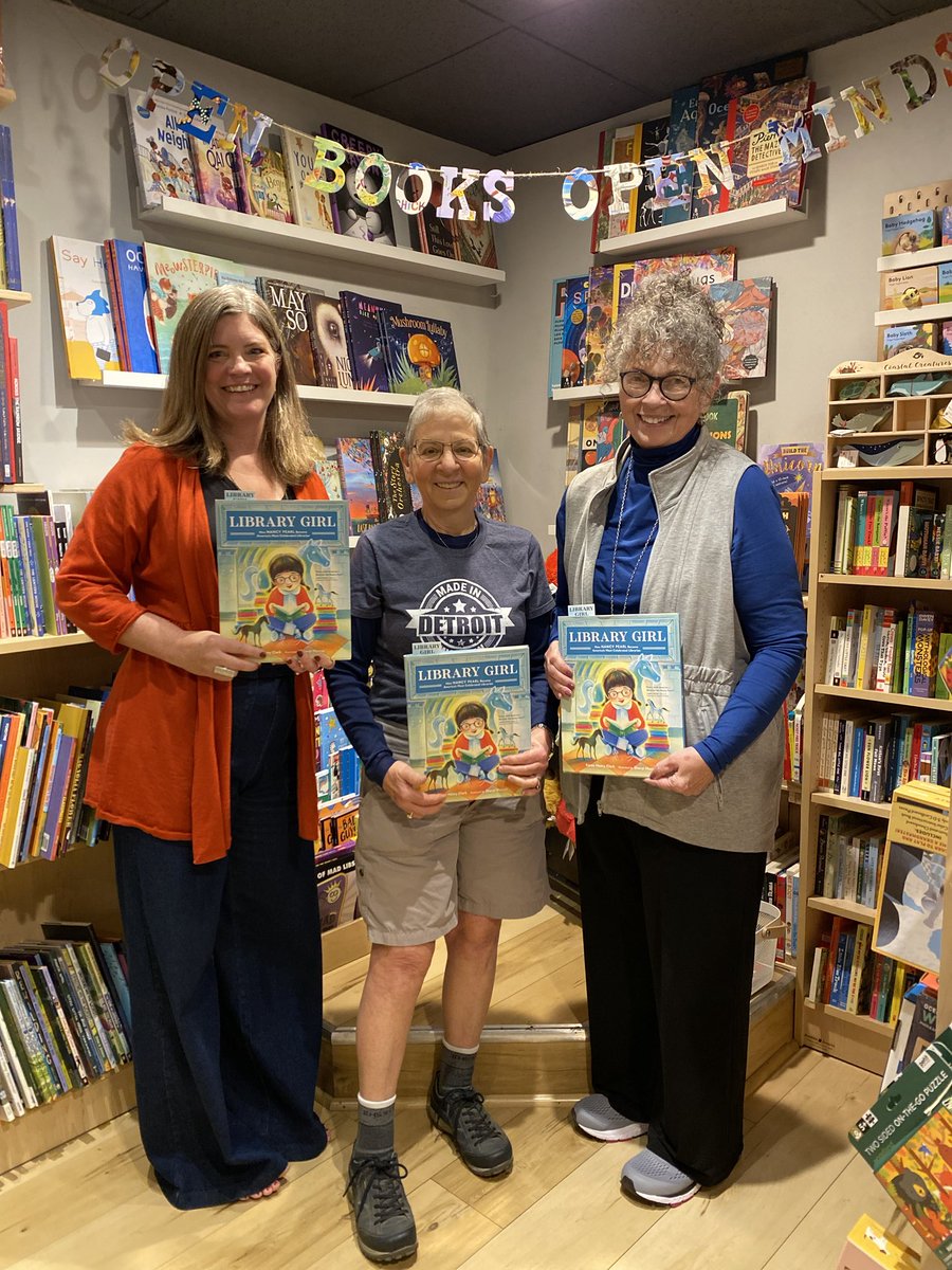 Here we—⁦Library Girl illustrator <a href="/Sheryl_Murray/">Sheryl Murray</a>⁩, author Karen Henry Clark, and I, who lived the events—are at Paper Boat Booksellers to sign books. ⁦<a href="/PBooksellers/">Paper Boat Booksellers</a>⁩
