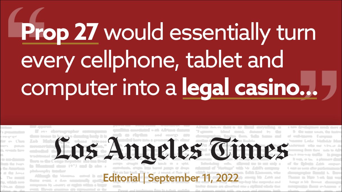 NoOnProp27's tweet photo. If Prop 27 passes, kids could gain easy access to online gambling. Prop 27 would essentially turn every cell phone into a casino where bets could be placed with just a few taps on an app. https://t.co/S6tPuglO4N