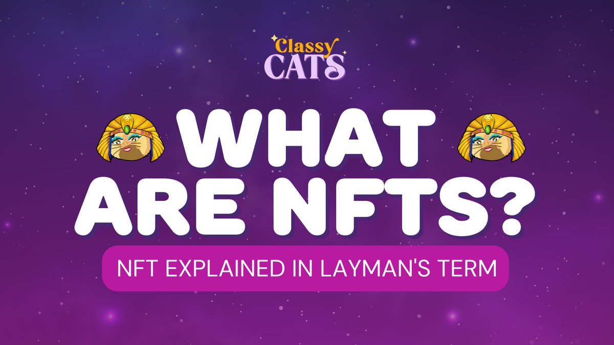 ClassyCats_io's tweet photo. As part of our mission to foster NFT adoption, we are bringing you this "NFT in Layman's Terms" thread 👇 https://t.co/Aggtv8Y21m
