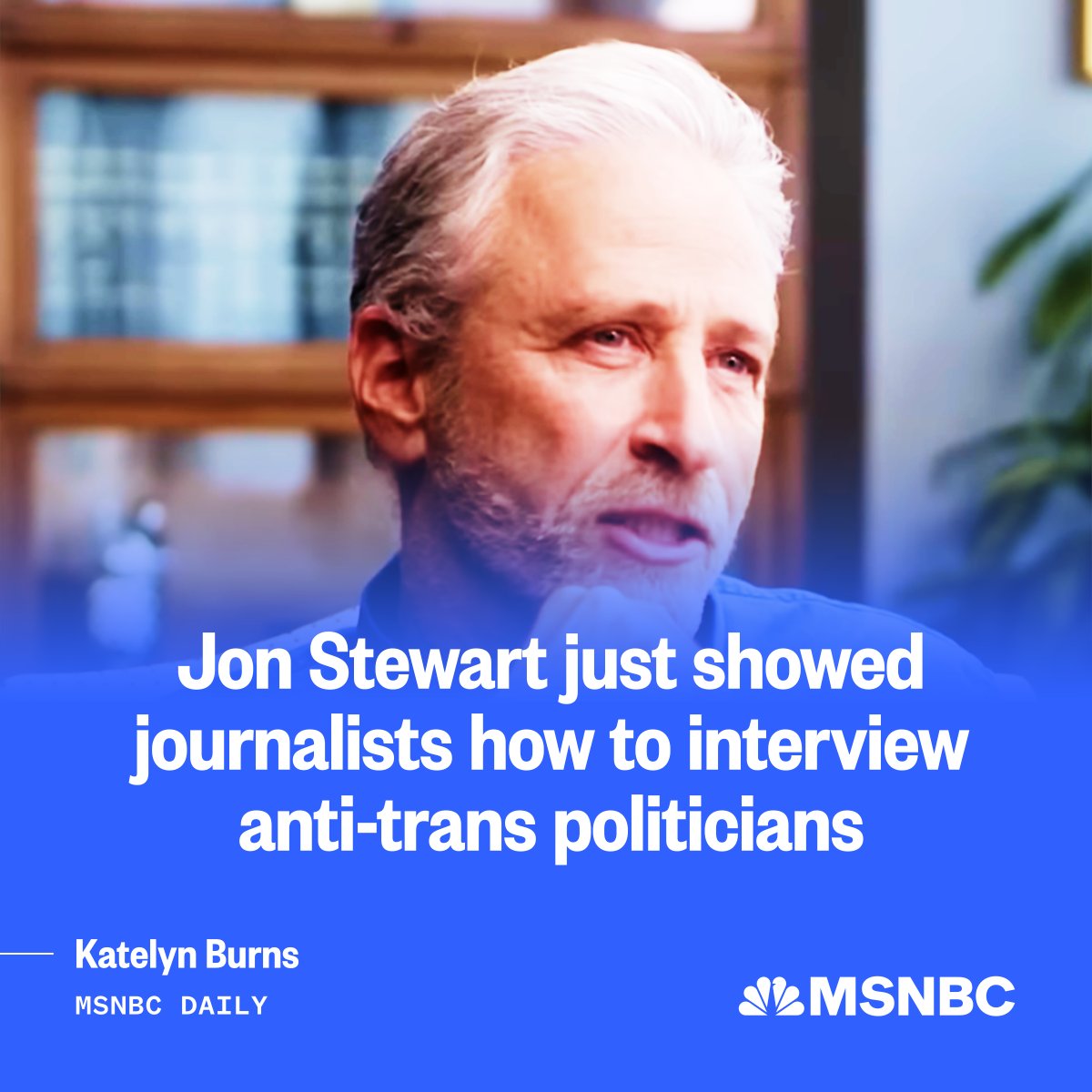 MSNOWNews's tweet photo. Jon Stewart just nailed a simple, but rarely seen tactic in interview with a Republican AG. https://t.co/HiS1JoJJqh https://t.co/5Nr0AMvLoO