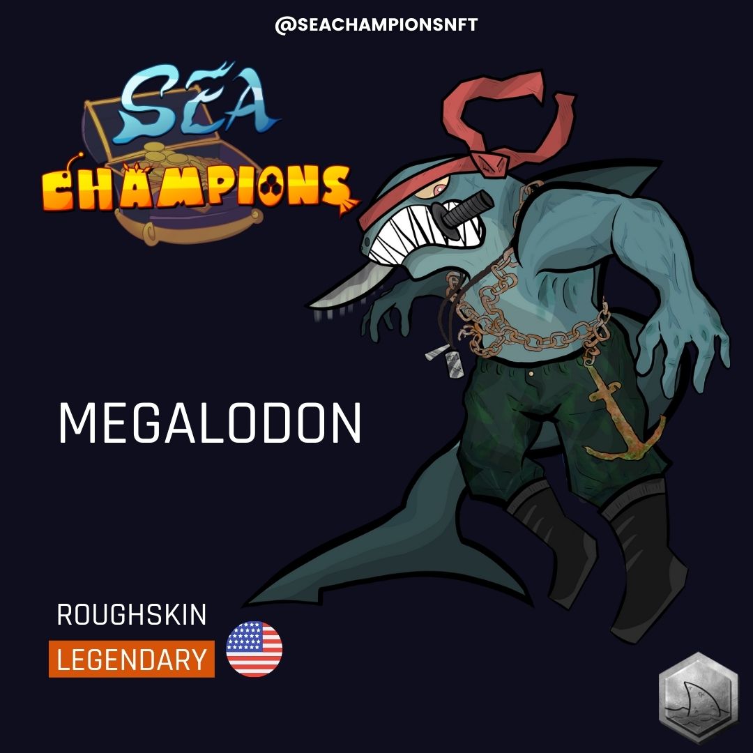 Get to know a little better one of our champions of the seven seas.
John Fango the Tactical Megalodon(Megalodon) lived approximately 23 to 3.6 million years ago, considered one of the largest and most powerful predators that ever existed.