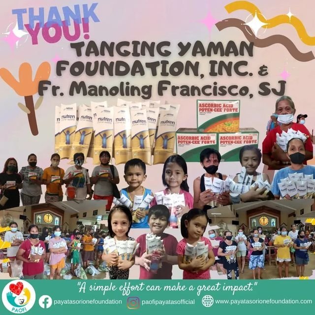 PAOFIPayatas's tweet photo. Thank you so much Tanging Yaman Foundation and Fr. Manoling Francisco, SJ!
#PAOFI
#PAOFIPayatas
#PAOFIFeeding
#PeopleOfCharity
#TangingYamanFoundation https://t.co/PpEs3Xdwtn