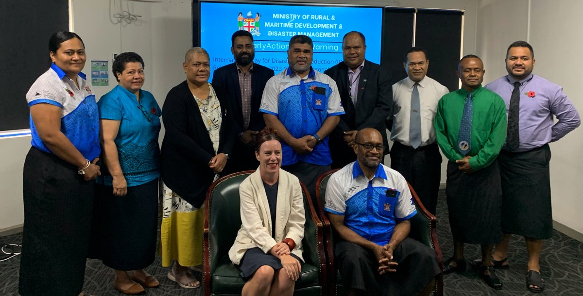Today,the <a href="/MRMDFiji/">Ministry of Rural and Maritime Development and DM</a>,through the @FijiNDMO commemorated the International Day for #DRR.
The event coincided with the launch of the  annual National Disaster Media Awareness Campaign, the NDMO's revamped website &amp; the announcement of the 2022-2023 Tropical Cyclone Seasonal Outlook.