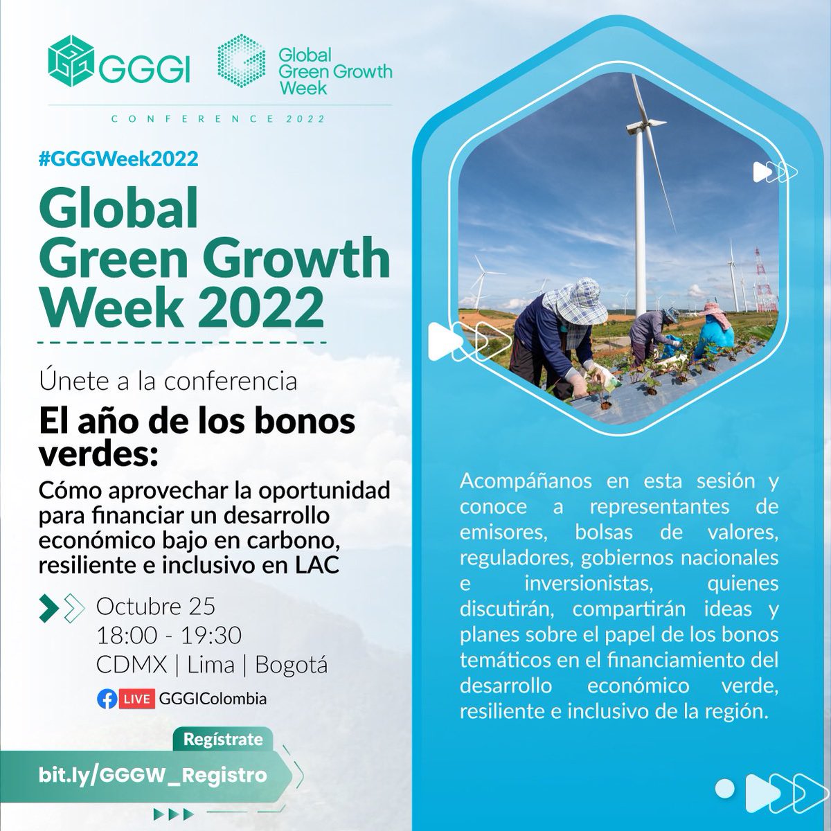 GGGICol's tweet photo. ¿Cómo financiar un desarrollo económico bajo en carbono, resiliente e inclusivo en Latinoamérica y el Caribe?💲🌱
Conoce la relevancia de los #BonosVerdes para la región en esta sesión de #GGGWeek, ¡regístrate!
📌 25/10/22 | 6:00 - 7:30 p. m.
👉https://t.co/3JzWuDKtEo https://t.co/edxMcOJ468