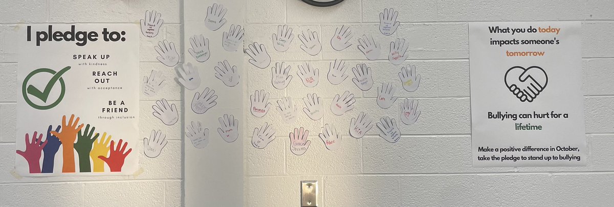 WDHS students take the pledge to “Speak Up with Kindness, Reach Out with Acceptance, and Be a Friend through Inclusion.” Day One - We are off to a good start! #NationalBullyingPreventionMonth