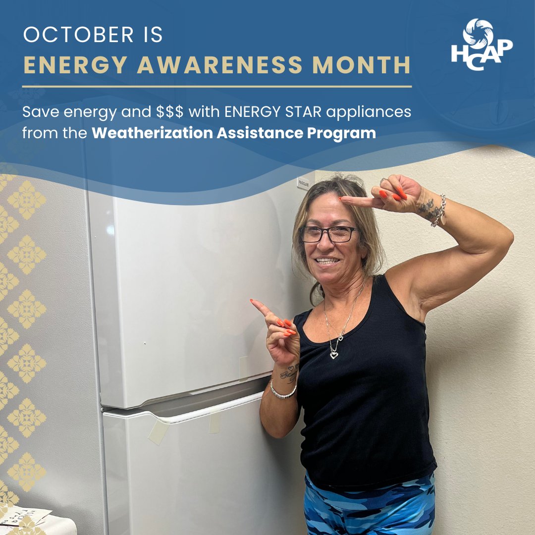 HCAPhi's tweet photo. October is Energy Awareness Month, and today is #ENERGYSTARDay! 💡 HCAP’s Weatherization Assistance Program offers free ENERGY STAR devices, like LED bulbs &amp; refrigerators that save eligible O’ahu households hundreds of dollars each year. #weatherization #communityaction https://t.co/rGcCkNx8y4