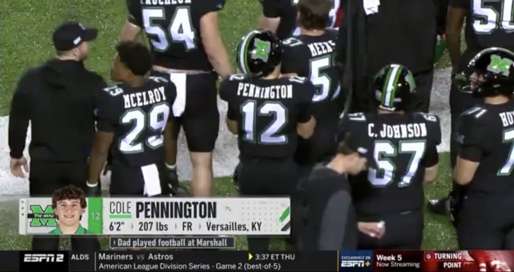 barstoolsports's tweet photo. Chad Pennington’s kid is on Marshall. 

You’re old, sadly. https://t.co/fo9Dil5FnJ
