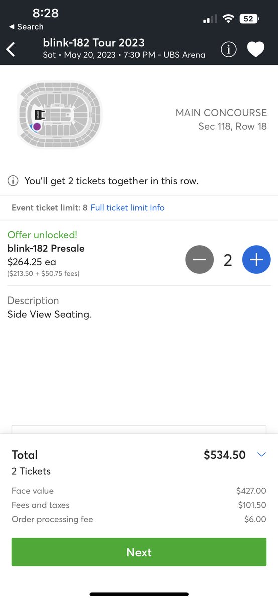 jasonmaya822's tweet photo. @blink182 @markhoppis @tomdelonge  @travisbarker  @Ticketmaster you must be out of your mind! $264.25 a ticket to sit next to the stage/behind stage. Disgusting. https://t.co/GPxF74RdoW