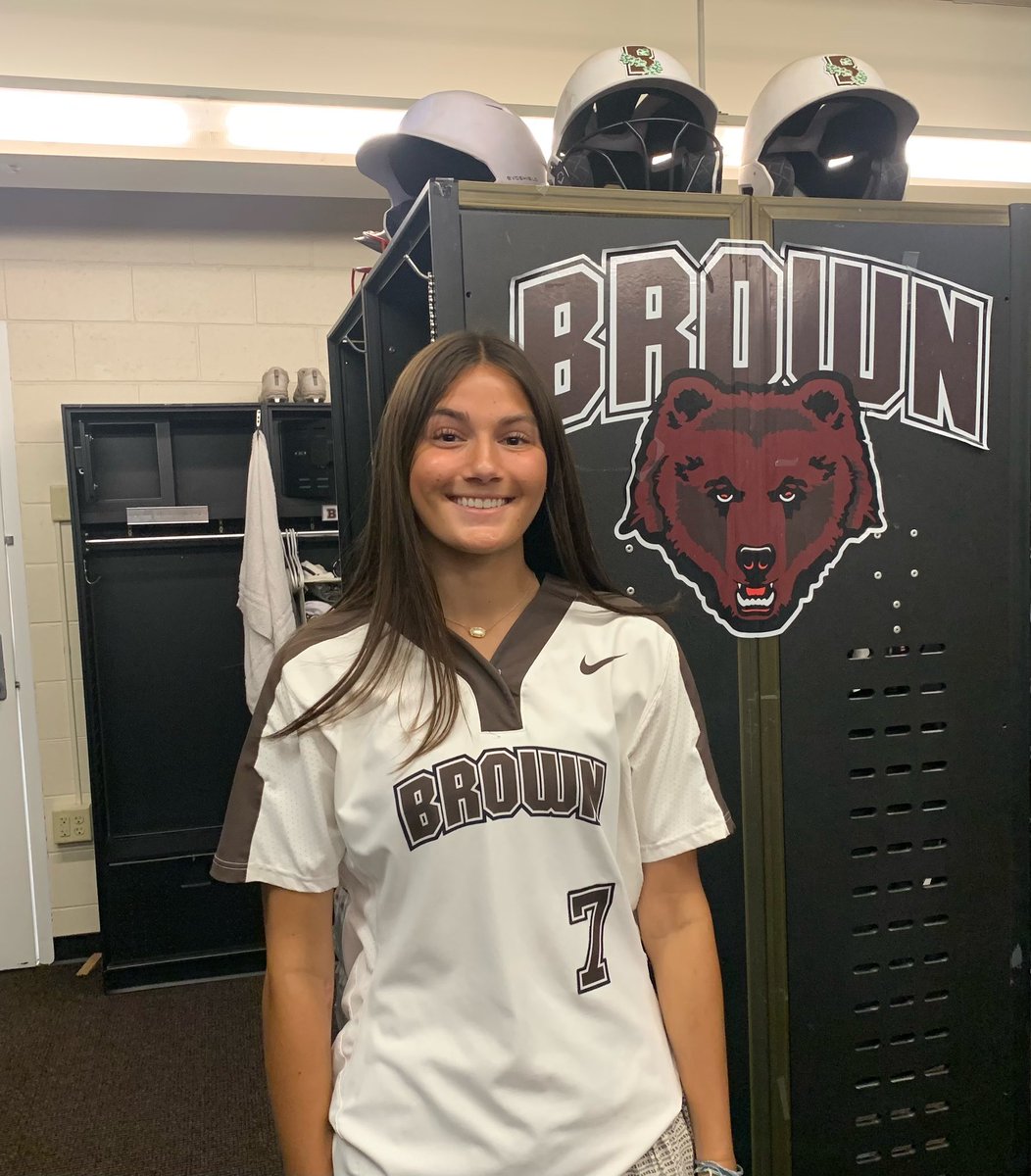Super excited to announce my commitment to the admissions process at Brown University to continue my education and softball career! Thank you to my family, teammates, coaches, and friends who have supported me along the way. Go bears!! #gobruno 🐻