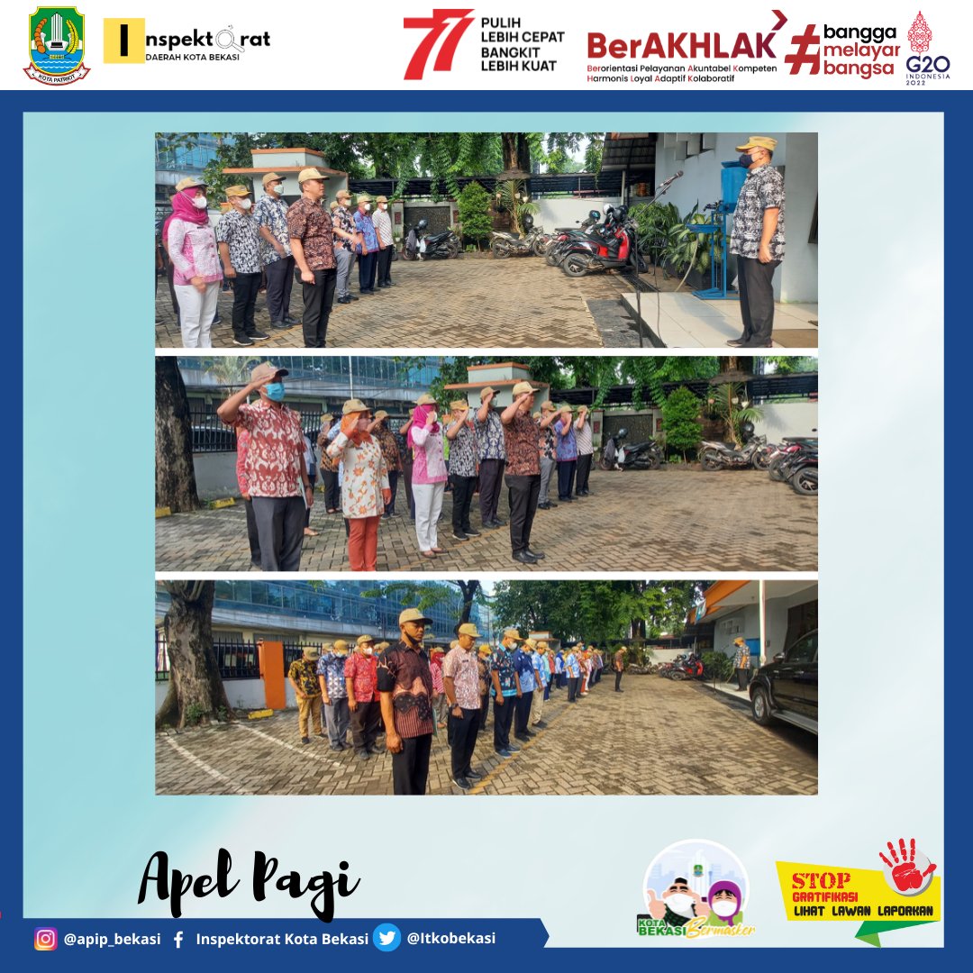 itkobekasi's tweet photo. Pelaksanaan Apel Pagi aparatur Inspektorat Daerah Kota Bekasi yang di pimpin oleh bapak irban 1 

@pemkotbekasi 
@mas_triadhianto 
@humasbekasikota https://t.co/QNNRMteI6O