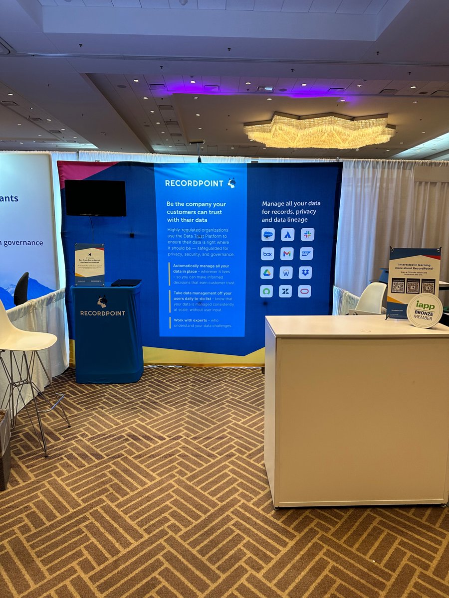 RecordPoint's tweet image. Hello Austin!

The RecordPoint team (including Rex) are all set for #iapp #psr22 

Come by booth 514 to say hi!

We can take you through how the Data Trust Platform can help solve your data privacy challenges. As a bonus, you can also get on the list to get your own Rex plushie.