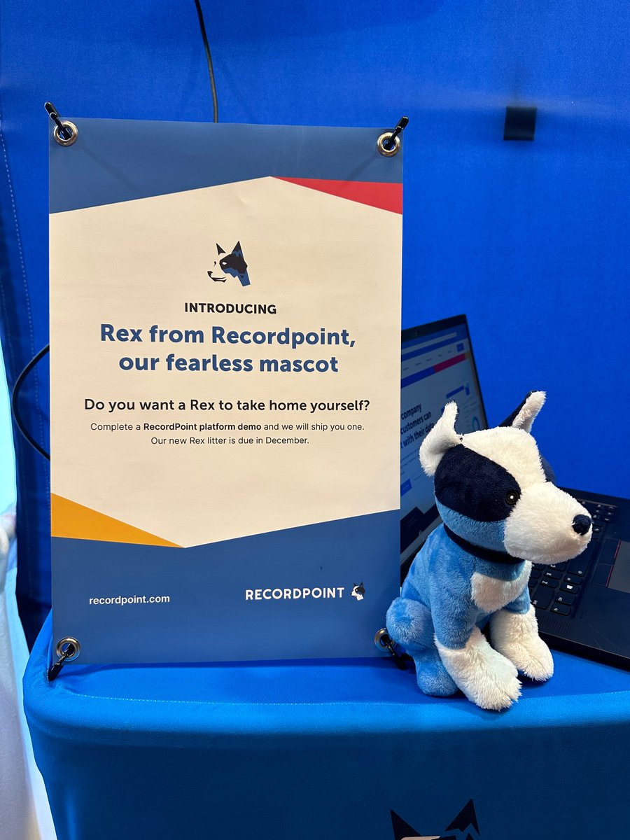 RecordPoint's tweet image. Hello Austin!

The RecordPoint team (including Rex) are all set for #iapp #psr22 

Come by booth 514 to say hi!

We can take you through how the Data Trust Platform can help solve your data privacy challenges. As a bonus, you can also get on the list to get your own Rex plushie.
