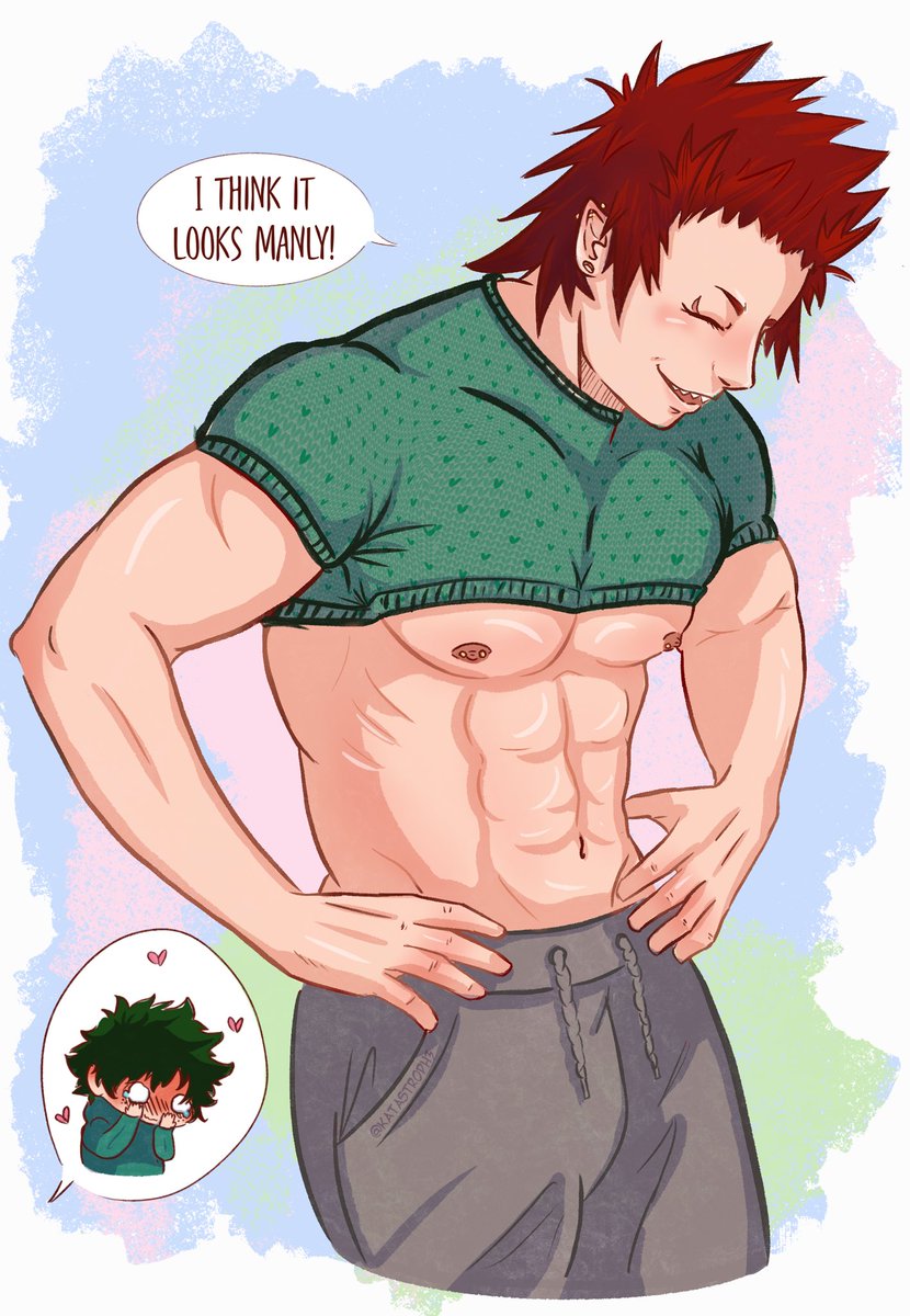 Day 12: Sweater

Izuku didn't mean for it to be a crop-top, but damn Kiri pulls it off!! 

Collaboration with: <a href="/pandajelley/">pandajelley 🔞 🏳️‍🌈 ❤️💜💙</a> 
<a href="/BNHAProShipSoft/">**archived** BNHA Comfort-Tober! 🐇🎃</a> 
[KrDk, Underboob]