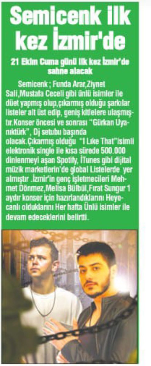 Yeni Çağrı Gazetesi 
Çarşamba baskısı 🗞️🖋️

@semicenk @patronclubb 

#semicenk #düşeraklıma #herkesgibisin #fundaarar #ziynetsali #basın #röportaj #yeniçağrıgazetesi #gürkanuyanıktürk #istanbul #izmir #dj #newspaper