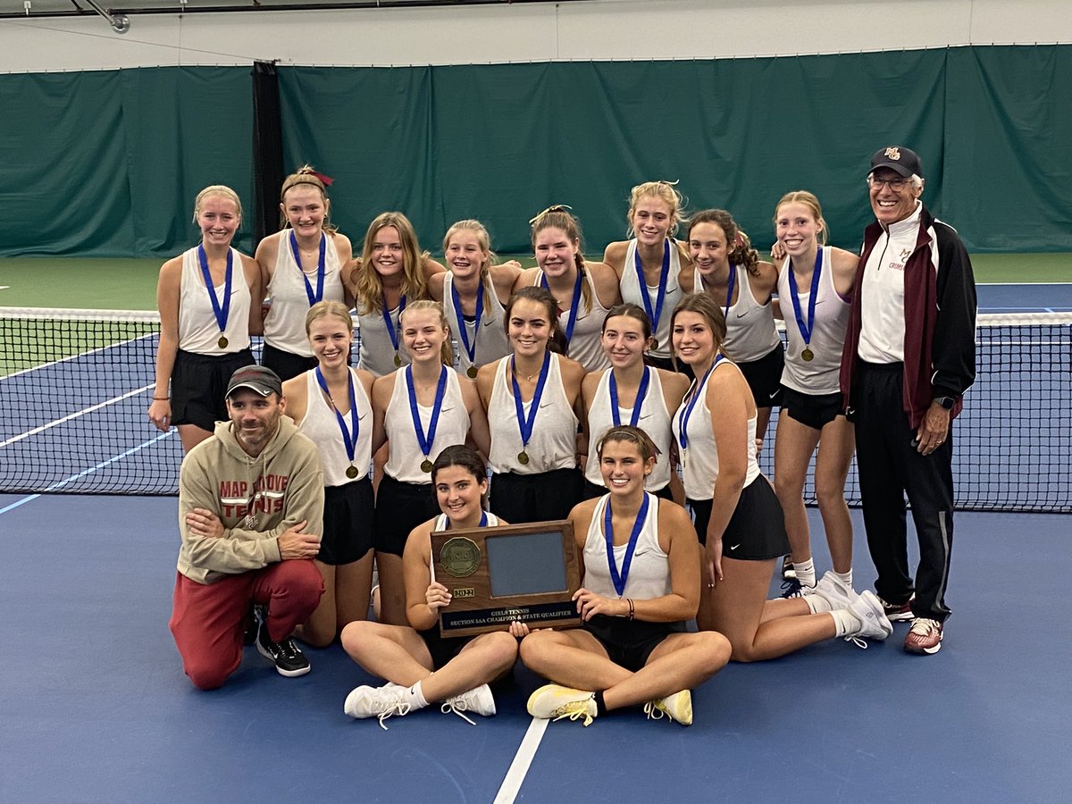 girlsmgtennis's tweet photo. Maple Grove beat Wayzata in the section finals 5-2 🎾 to earn a return trip to the state tournament! 🎉 Section 5AA Champions! WAY TO GO CRIMSON!! 🍁 💪 https://t.co/NgWxBTuBG3