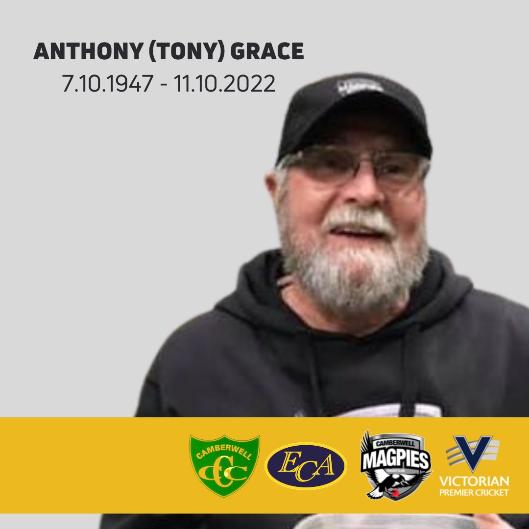 We sadly acknowledge the passing of our #Friend #LifeMember &amp; #50YearVolunteer Anthony "Tony' Grace from the <a href="/MagpiesCMCC/">Camberwell Magpies</a> <a href="/vicpremcricket/">Vic Premier Cricket</a> <a href="/cricketvictoria/">Cricket Victoria</a> Please read the story of his wonderful 🏏 achievements. #RIPGracey 

camberwellmagpies.com.au/post/vale-anth…