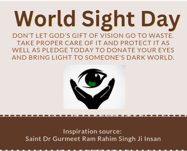 Guri146191's tweet photo. Filling light in one's life by donating eyes posthumously is a very noble act.  With the inspiration of Saint Gurmeet Ram Rahim Ji, lakhs of followers of Dera Sacha Sauda are setting a new example in the society by filling the form of eye donation posthumously. 
#WorldSightDay https://t.co/8Eglnotip8