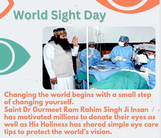 imVickyMansa's tweet photo. Light up lives via gift of sight is one of the pure act of kindness. Breaking all the myths regarding eye donation, volunteers of Dera Sacha Sauda came forward &amp; pledged to donate their eyes posthumously by following the teachings of Saint Gurmeet Ram Rahim Ji. #WorldSightDay https://t.co/KcP6df5CVA