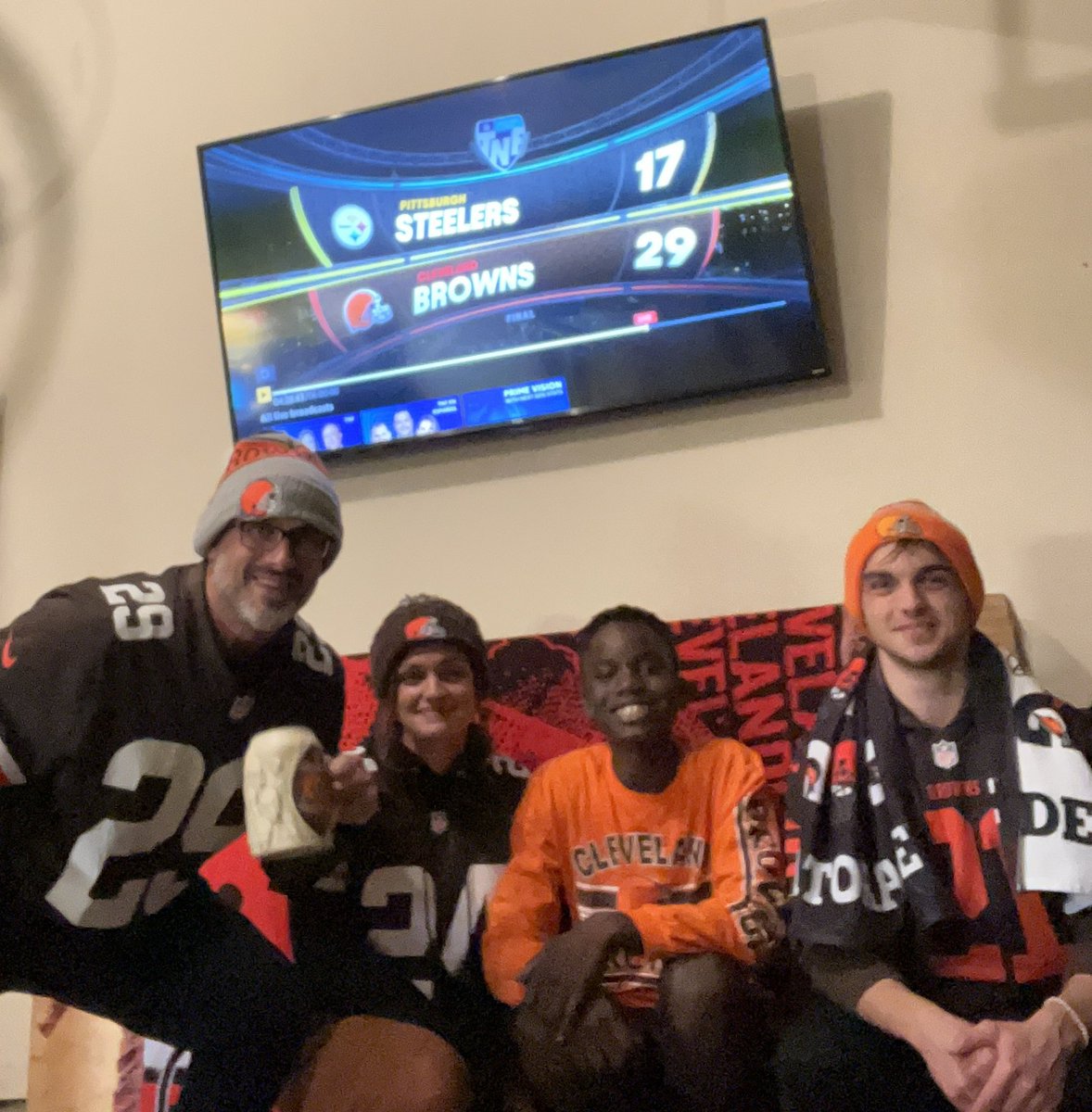 NH_Warner's tweet photo. From Aug 2020-Jan 2021 my son beat non-Hodkins lymphoma thanks to the amazing @DaytonChildrens. Now @ASWDayton has given us a chance to celebrate this in a special way w the @Browns. We’re so excited! #Browns https://t.co/FOVCsPAd0C
