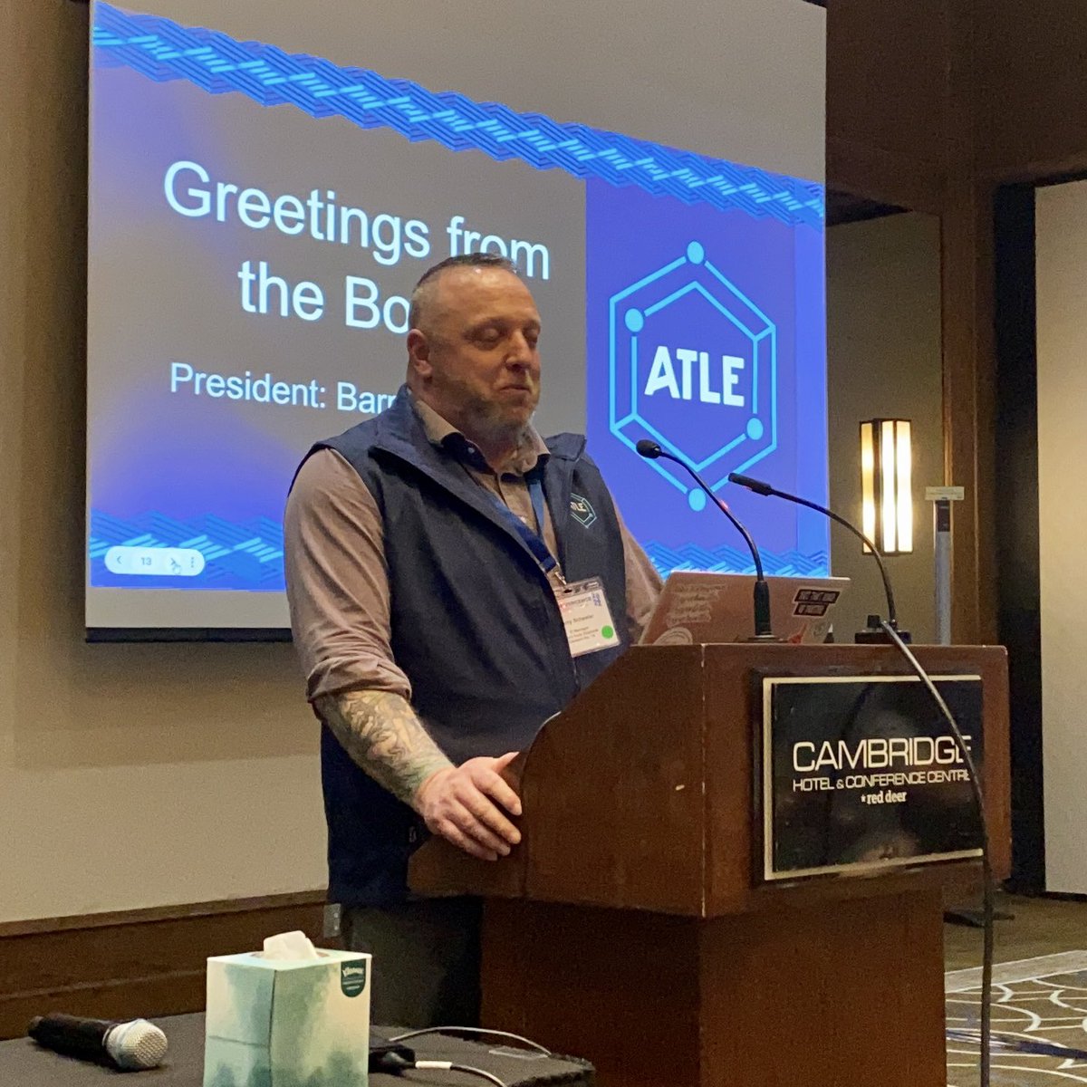 ATLEalberta's tweet photo. Greetings from our ATLE board president Barry Scheelar! His advice, “make new friends, say hi to someone you don’t know”. #Convergence2022 https://t.co/fT4M640J7Z
