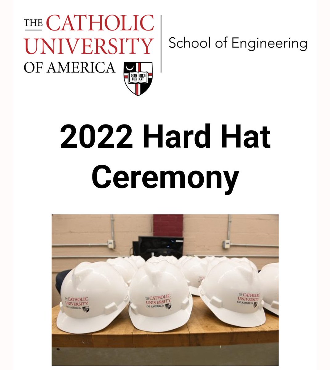 JasonHDavison's tweet photo. Our 2022 hard hat event is next week on the 19th. It starts at 5:00 PM in Heritage Hall and will include work from our senior design teams.

Hope to see you there! https://t.co/L0hEuq6P7V