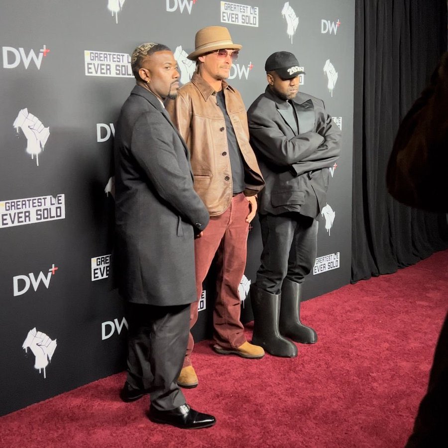 Ye, Ray J and Kid Rock at the “Greatest Lie Ever Sold” premiere