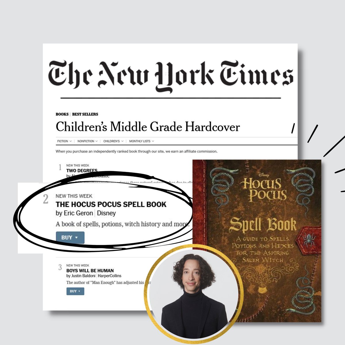 EricGeron's tweet photo. My spell book is a #2 New York Times bestseller!
Thank you to all my Hocus Pocus fans and readers who made it possible. 😭 Come! We celebrate!
#HocusPocusSpellBook https://t.co/muNOo7ktxz