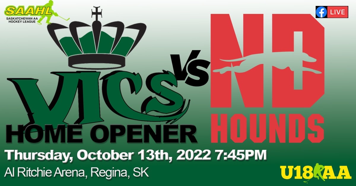 The anticipation is over ! The Vic’s host the Hounds in the home opener tomorrow evening @ the Al Ritchie Arena . Puck Drop 7:45. Grab your green gear and come cheer the boys on #vicsmafia