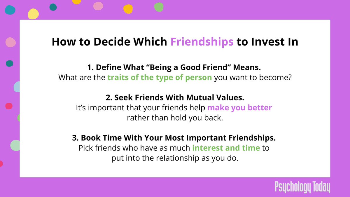 azcenterformft's tweet photo. The quality of your life is influenced by the quality of your relationships. Thus, who you spend time with matters. Need a place to start? Here are some tips we got from @PsychToday on investing in & nurturing your relationships. #azmft #friendships #relationships #therapy https://t.co/hWyjHPyHAn
