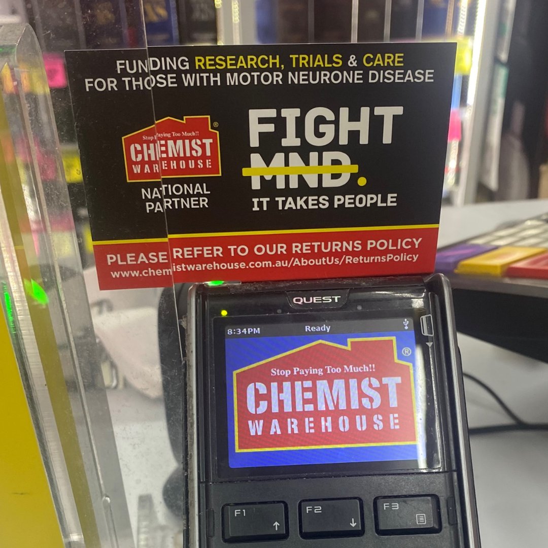 FightMND's tweet photo. Kicking off today until 30 Nov, head into your local Chemist Warehouse &amp; make a donation to FightMND at the counter. All funds raised go to vital MND research &amp; care for those living with MND. With 485 stores nationwide, find a @ChemistWhouse near you: https://t.co/aPvzugq0yn https://t.co/QzRLHowtO7