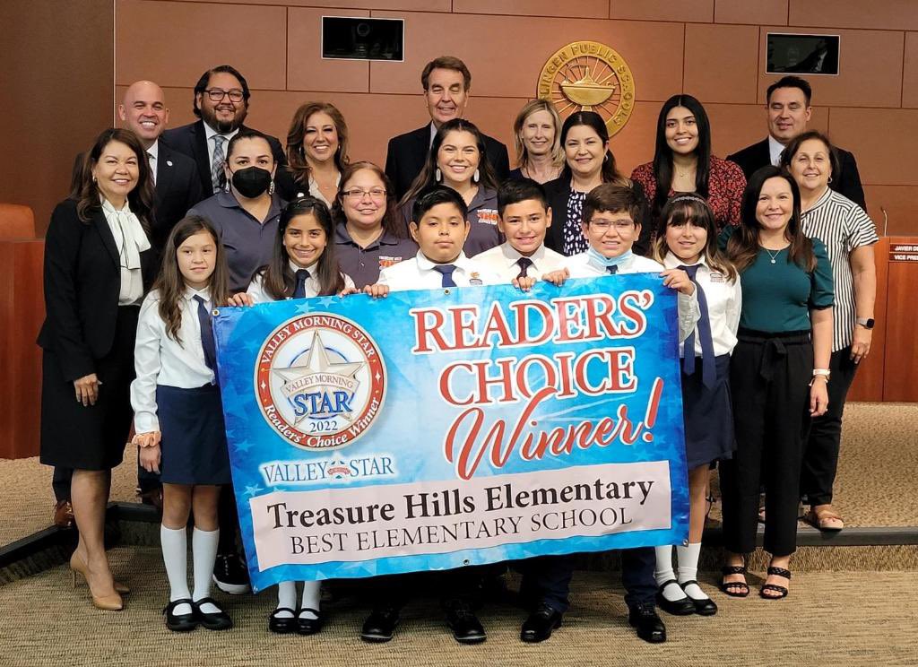 Last night, Treasure Hills was recognized as Readers’ Choice Winner for Best Elementary School! 🧡🏴‍☠️ Super, super proud! <a href="/HarlingenCISD/">HCISD</a>