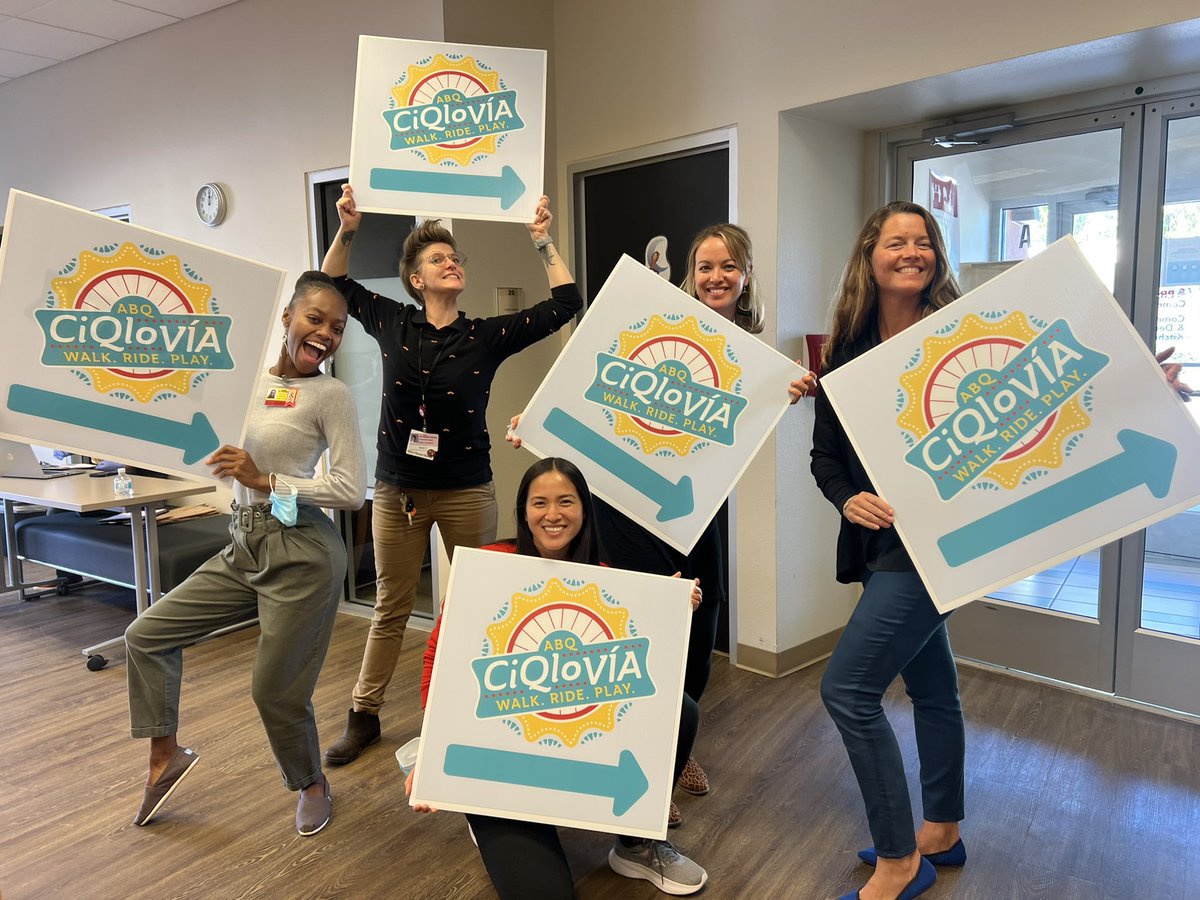 abqciqlovia's tweet photo. 📣 4 Days Until #CiQlovia2022! Are you ready?!? ’Cause we are!!! Thanks to @PresHealth and UNM/NMDOT Traffic Safety Partnership for the signs, swag, and t-shirts for this year’s event! #community #communityhealth #bikethruburque #abq https://t.co/iYx0RSrO6W
