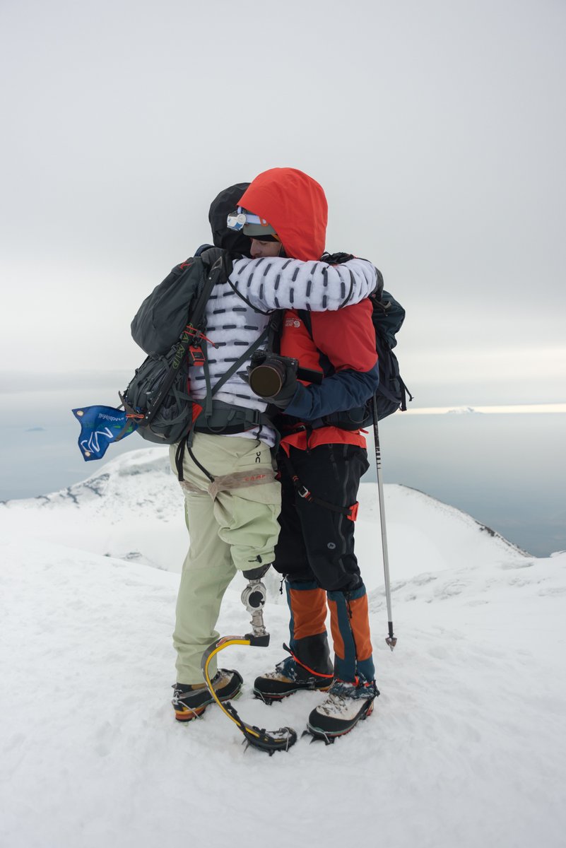 samrstaley's tweet photo. I love this picture of @TrailBlader_ and Evan Staley at the summit of #Cotopaxi, Equador. The entire team of #limbdifferent climbers summitted - 19,347 ft! - as part of @ROMPglobal effort to raise awareness about their challenges and triumphs. It says so much. https://t.co/KMGNpOoVaj
