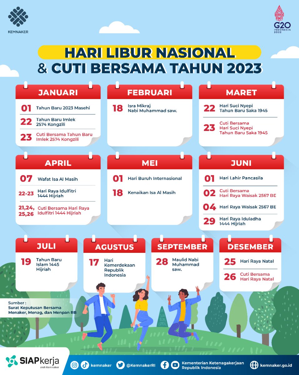 KemnakerRI's tweet photo. Jangan lupa simpan postingan kalender ini ya 😉 https://t.co/juZlF3CnDm